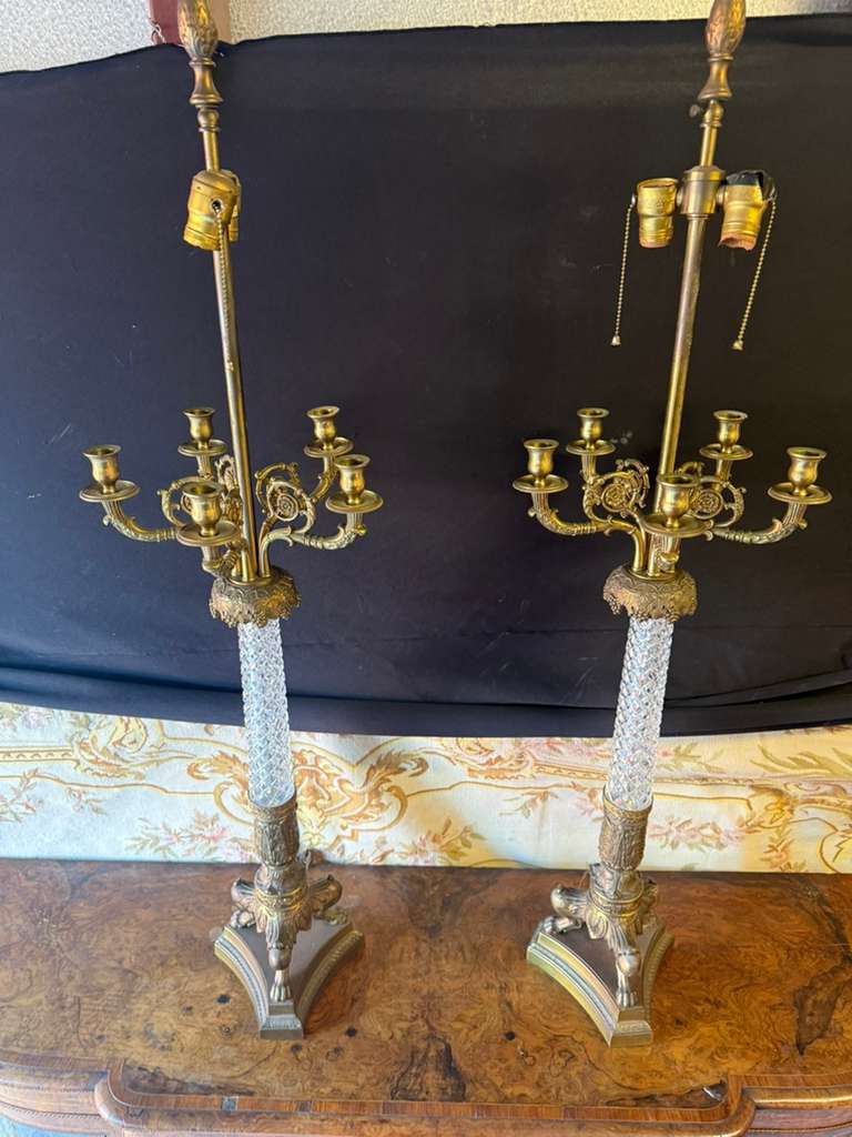 Crystal & Bronze Candelabra Lamps
