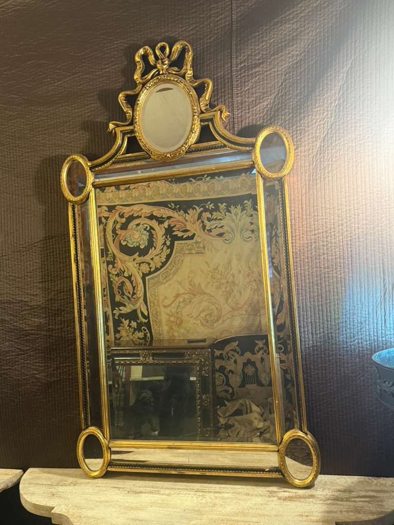 French Gilt Ribbon Mirror